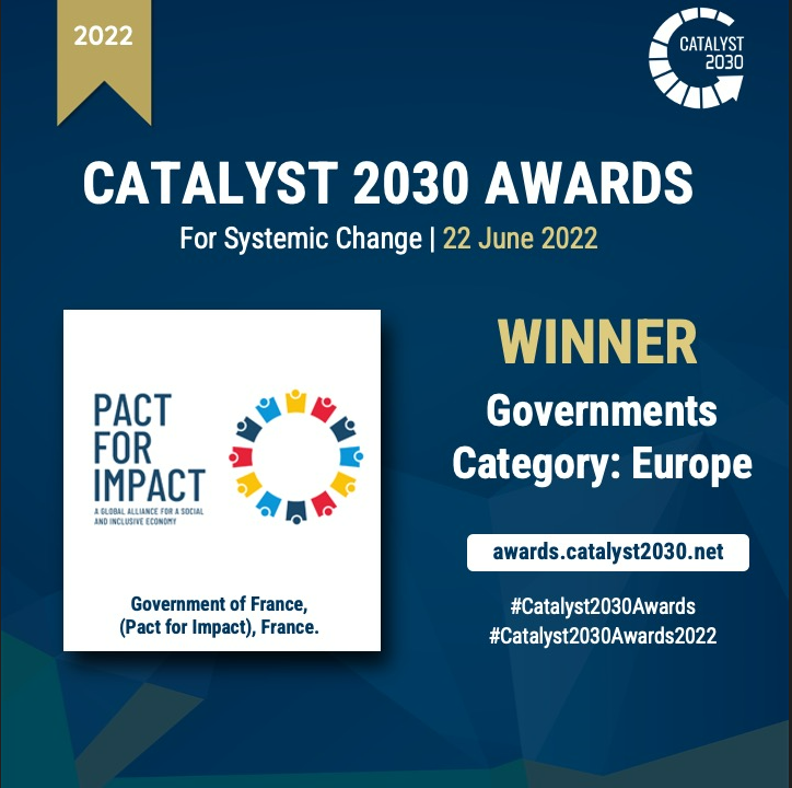 Pact for Impact Alliance recibe el premio Catalyst Awards 2022 por la promoción internacional de la ESS
